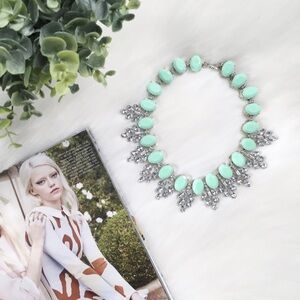 Elegant Mint and Silver Statement Necklace